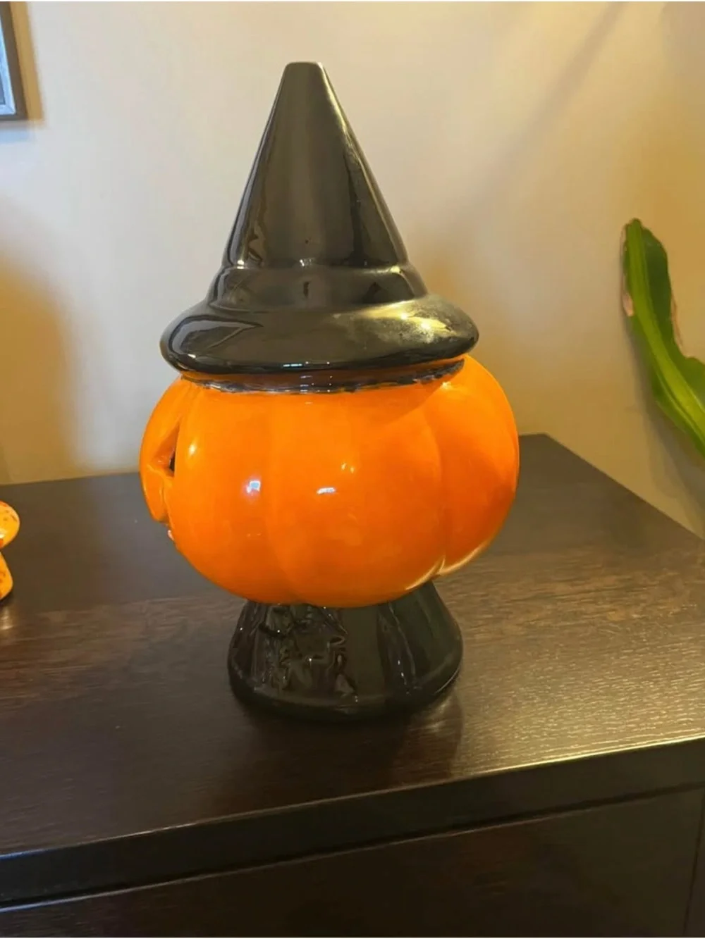 Vintage Halloween Ceramic JOL Pumpkin Looks Like Blow Mold
